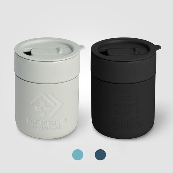 Obsidian - 295 ml Matte Ceramic and Silicone Mug w/Lid