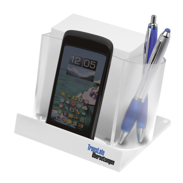 Smartphone/tablet holder with memo block holder