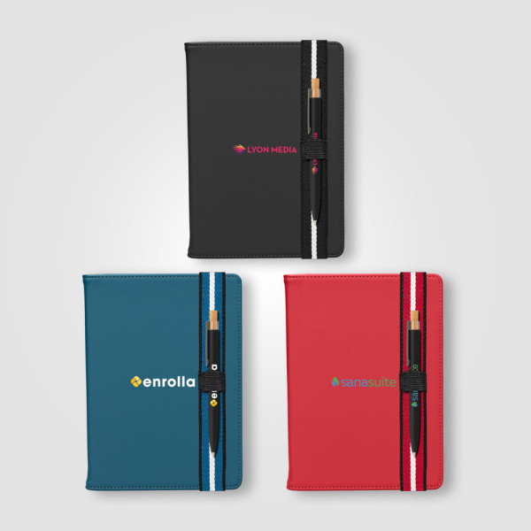 Newport Recycled Chevron Refillable Journal Pen Set - A5