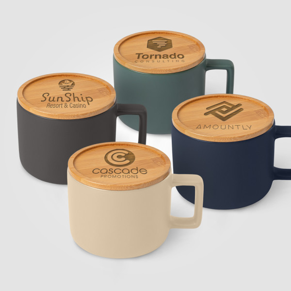 Café Virtuoso -  355 ml Ceramic Mug with Bamboo Lid